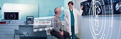 Doctor using heart simulation software Doctor using heart simulation software