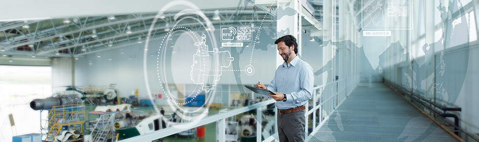 Business person empowered with technology Business person empowered with technology
