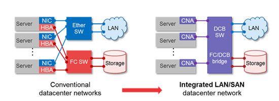 Figure 2: An integrated LAN/SAN network