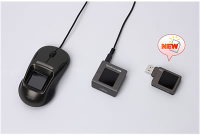 Figure 2: Models in the PalmSecure-SL Sensor line. From left to right: Mouse with built-in sensor, standard sensor, portable sensor.