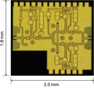 Figure 2: Chip containing the newly developed W-band GaN-HEMT power amplifier