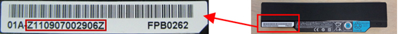 Partial serial number: Alphanumeric characters beginning with "Z" after the hyphen