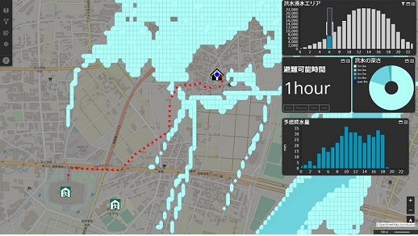Visualization of disaster situations by advanced flood forecasting