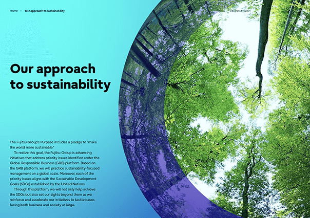 Thumbnail image of Fujitsu Integrated Report 2022 "Our approach to sustainability" section