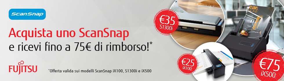 Acquista una ScanSnap e ottieni fino a 75 sterline Acquista una ScanSnap e ottieni fino a 75 sterline