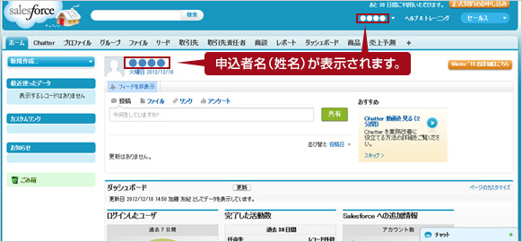 Salesforce CRM 利用画面イメージ Salesforce CRM 利用画面イメージ