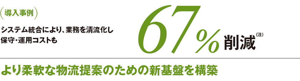 より柔軟な物流提案のための新基盤を構築 より柔軟な物流提案のための新基盤を構築