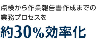 点検から作業報告書作成までの業務プロセスを約30%効率化 点検から作業報告書作成までの業務プロセスを約30%効率化