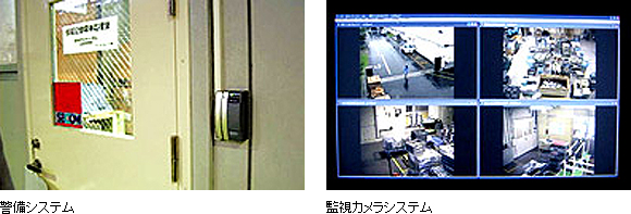 警備システムの写真と監視カメラシステムの画面