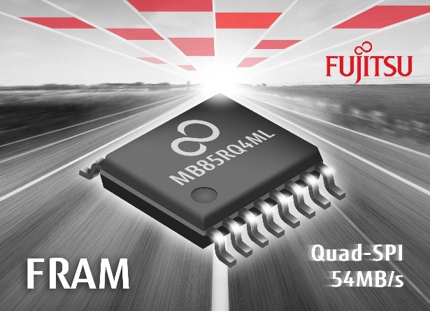 Fujitsu FRAM MB85RQ4ML Quad-SPI with 54 MB/s.
