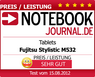 Notebookjournal.de, рейтинг «Очень хороший», Fujitsu STYLISTIC M532, Германия, 15 августа 2012 г.