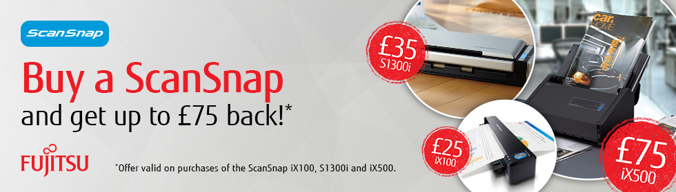 Buy a ScanSnap and get up to £75 back Buy a ScanSnap and get up to £75 back