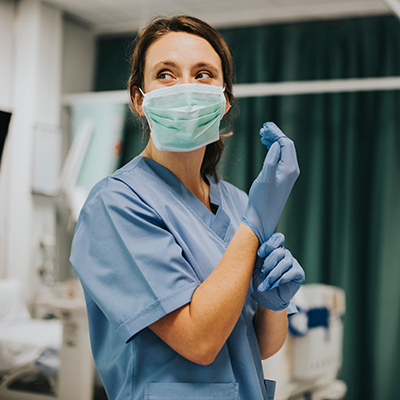 Nurse wearing gloves