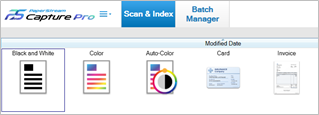 Profile icons for operators to start scanning with a single click Profile icons for operators to start scanning with a single click
