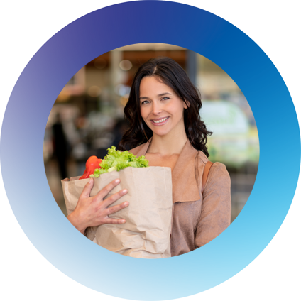 a lady holding groceries