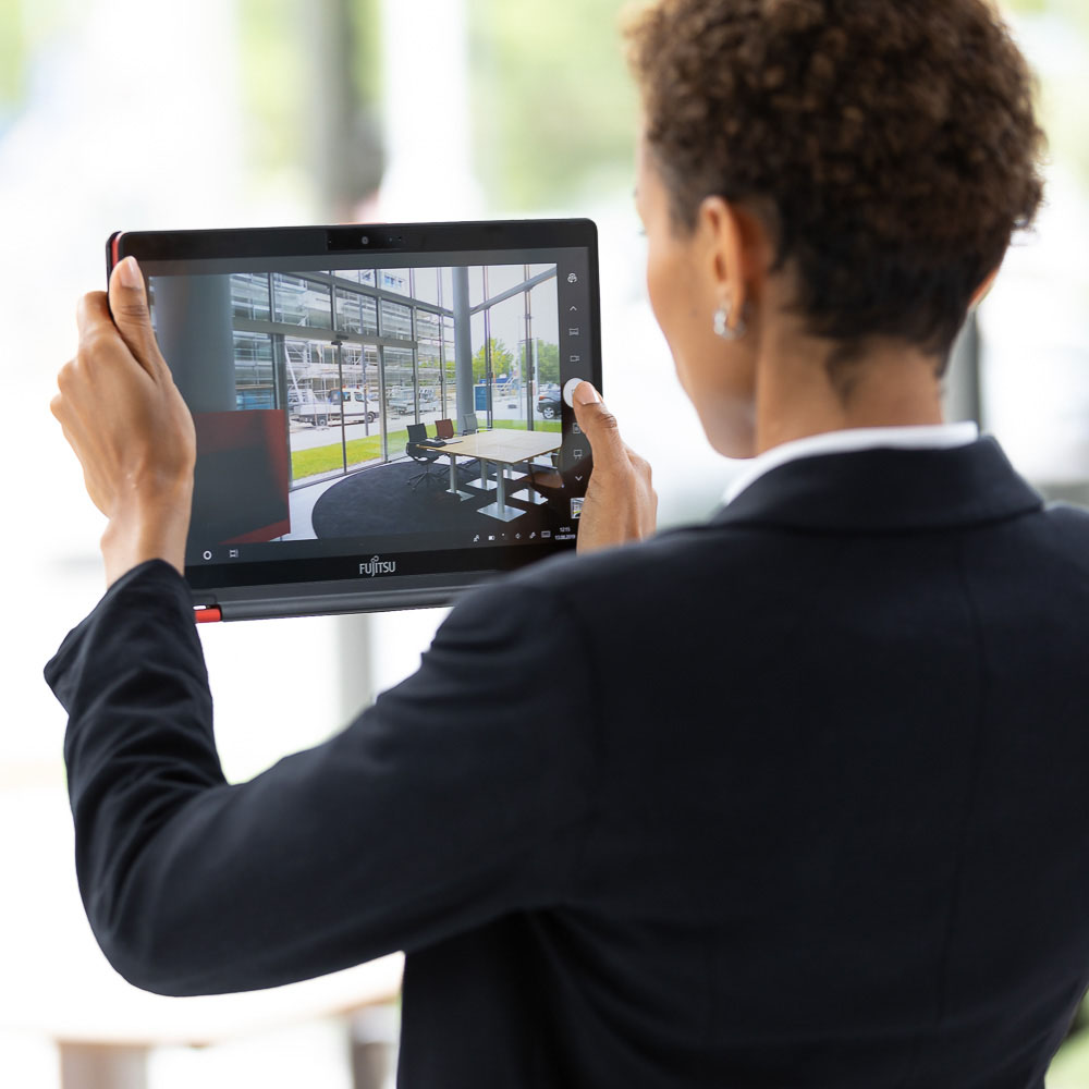 Woman holding tablet