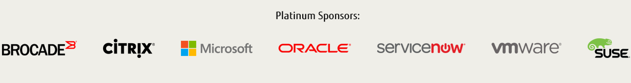 Platinum Sponsors: Brocade, Microsoft, Oracle, ServiceNow, VMWare, Suse