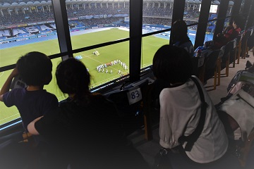 Watching a game in a sensory room