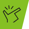 pictogram with lime background - hand makes zoom gesture