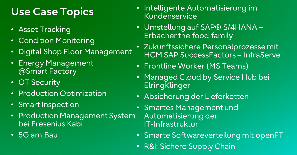 Smart Manufacturing Use Case Topics