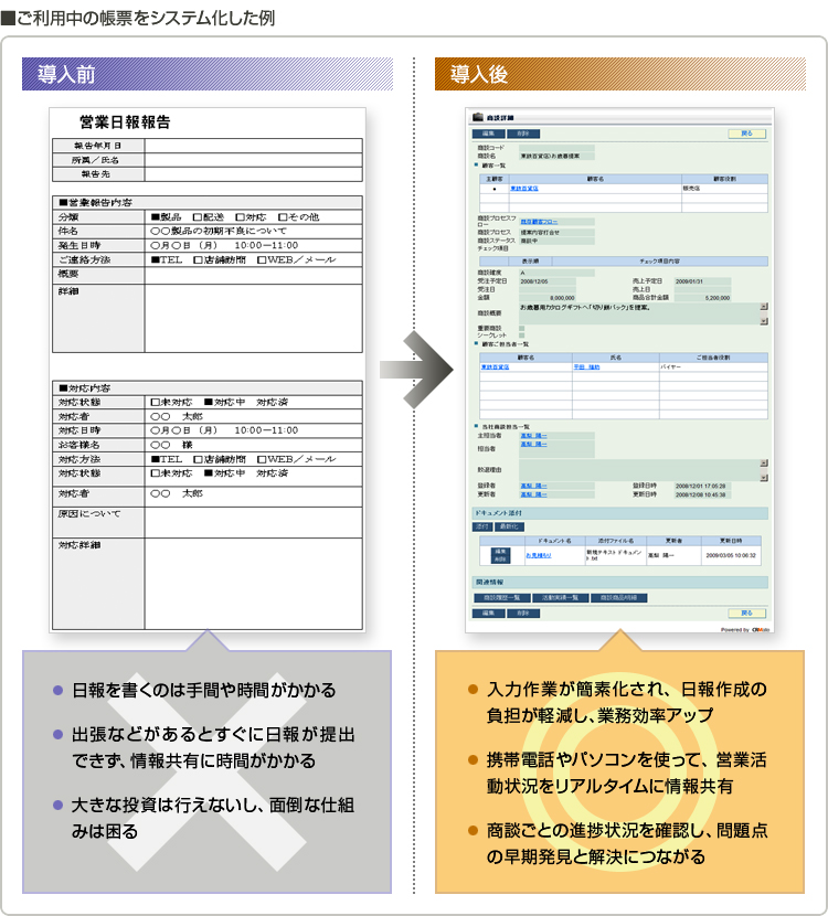 ご利用中の帳票をシステム化した例 イメージ図