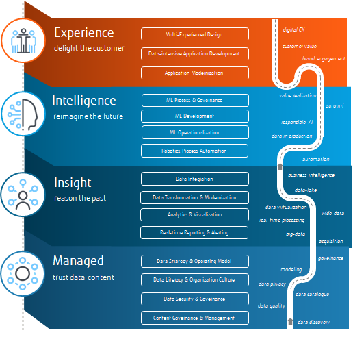 Diagram of the roadmap to become a data driven business