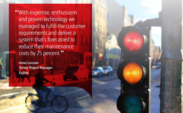 "With expertise, enthusiasm and proven technology we managed to fulfil the customer requirements and deliver a system that's forecasted to reduce their maintenance costs by 25 per cent." Anna Larsson, Fujitsu. 