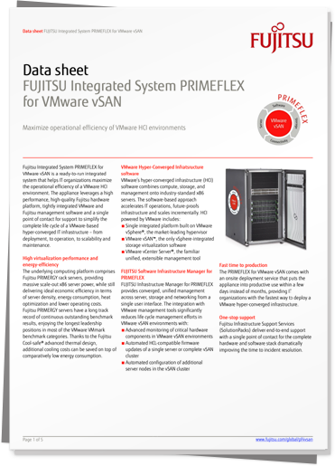 Data sheet: FUJITSU Integrated System PRIMEFLEX for VMware vSAN PDF