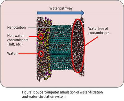 Figure 1: Supercomputer simulation of water-filtration and water-circulation system