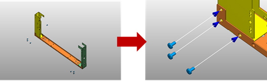 Figure 1: Automatically expanded display of components to be assembled