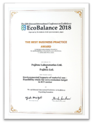 EcoBalance 2018 Award Certificate