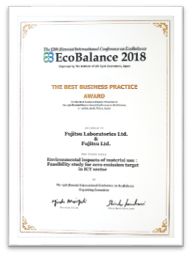 EcoBalance 2018 Award Certificate