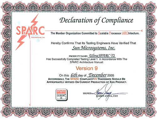 UltraSPARC T1 Certification