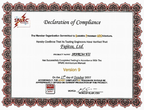SPARC64™ VII Certification