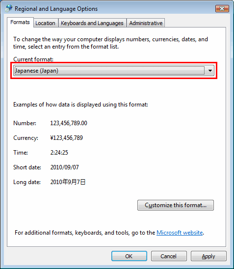 japanese applocale windows 7