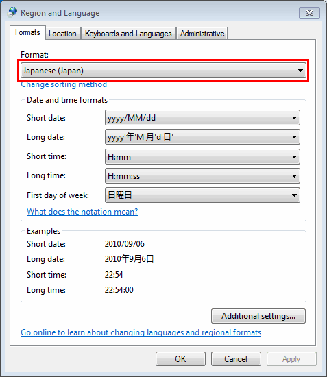 Formats tab