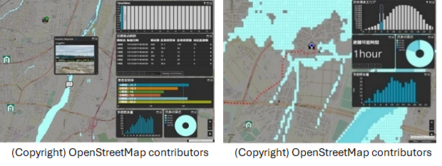 Screen images of disaster forecasting using flood forecasting