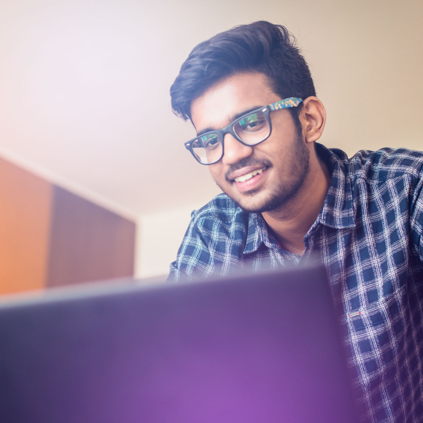 Employee working remotely on a laptop