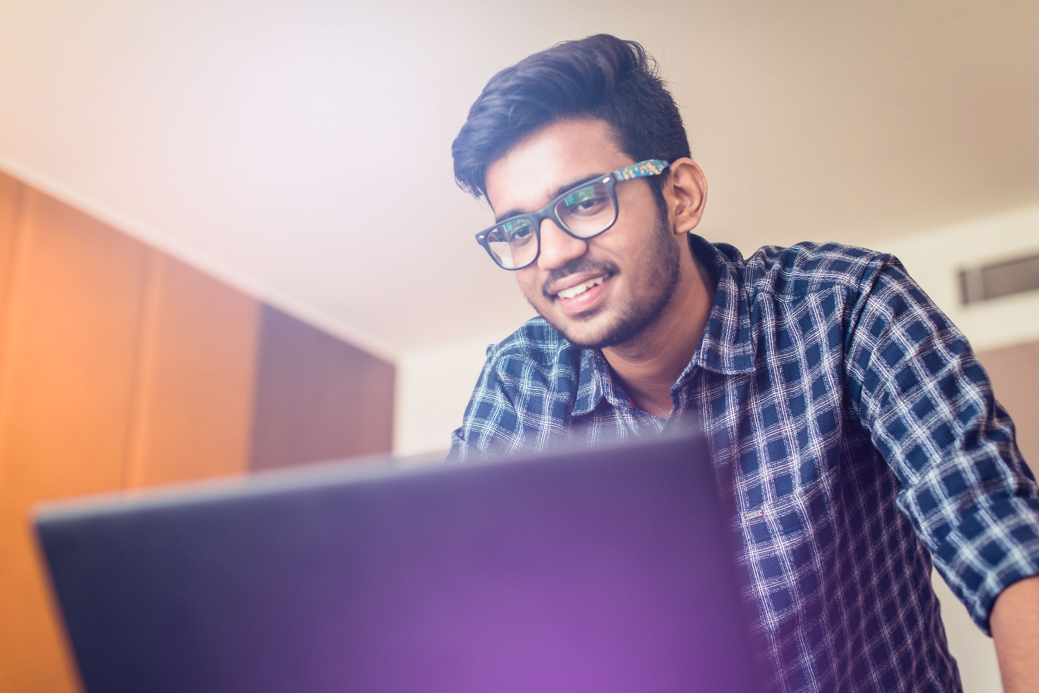 Employee working remotely on a laptop