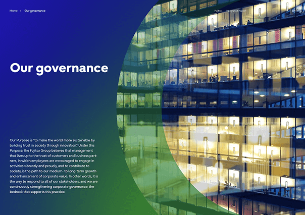 Thumbnail image of Fujitsu Integrated Report 2022 "Our governance" section