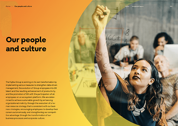 Thumbnail image of Fujitsu Integrated Report 2022 "Our people and culture" section
