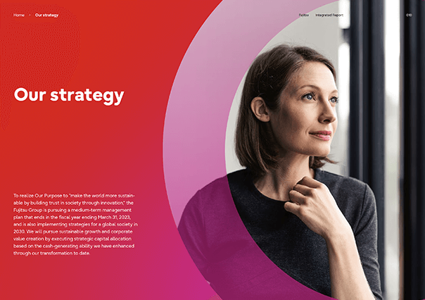 Thumbnail image of Fujitsu Integrated Report 2022 "Our strategy" section