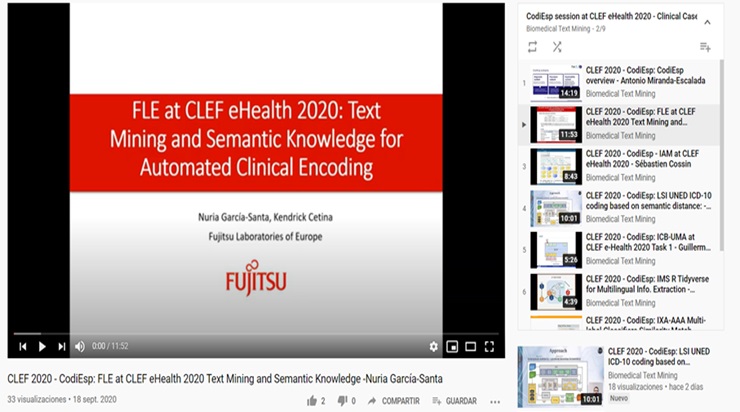 Figure 1　Invited lecture at CLEF 2020 (Lecture video)