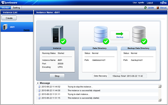 WebAdmin interface screen