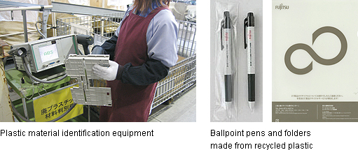 Picture: Plastic material identification equipment & Ballpoint pens and folders made from recycled plastic Picture: Plastic material identification equipment & Ballpoint pens and folders made from recycled plastic
