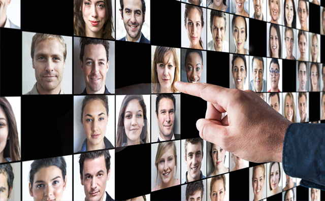 Peoples faces on a screen