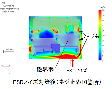 ESDノイズ対策後(ネジ止め10箇所)