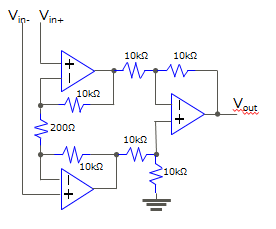 オペアンプを使用したセンサー回路モデルの回路図