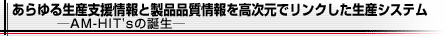 あらゆる生産支援情報と製品品質情報を高次元でリンクした生産システム－AM-HIT'sの誕生－