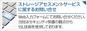 ストレージアセスメントサービスに関するお問合せ：web入力フォームにてお問合せください。当社はセキュリティ保護の観点からSSL技術を使用しております。